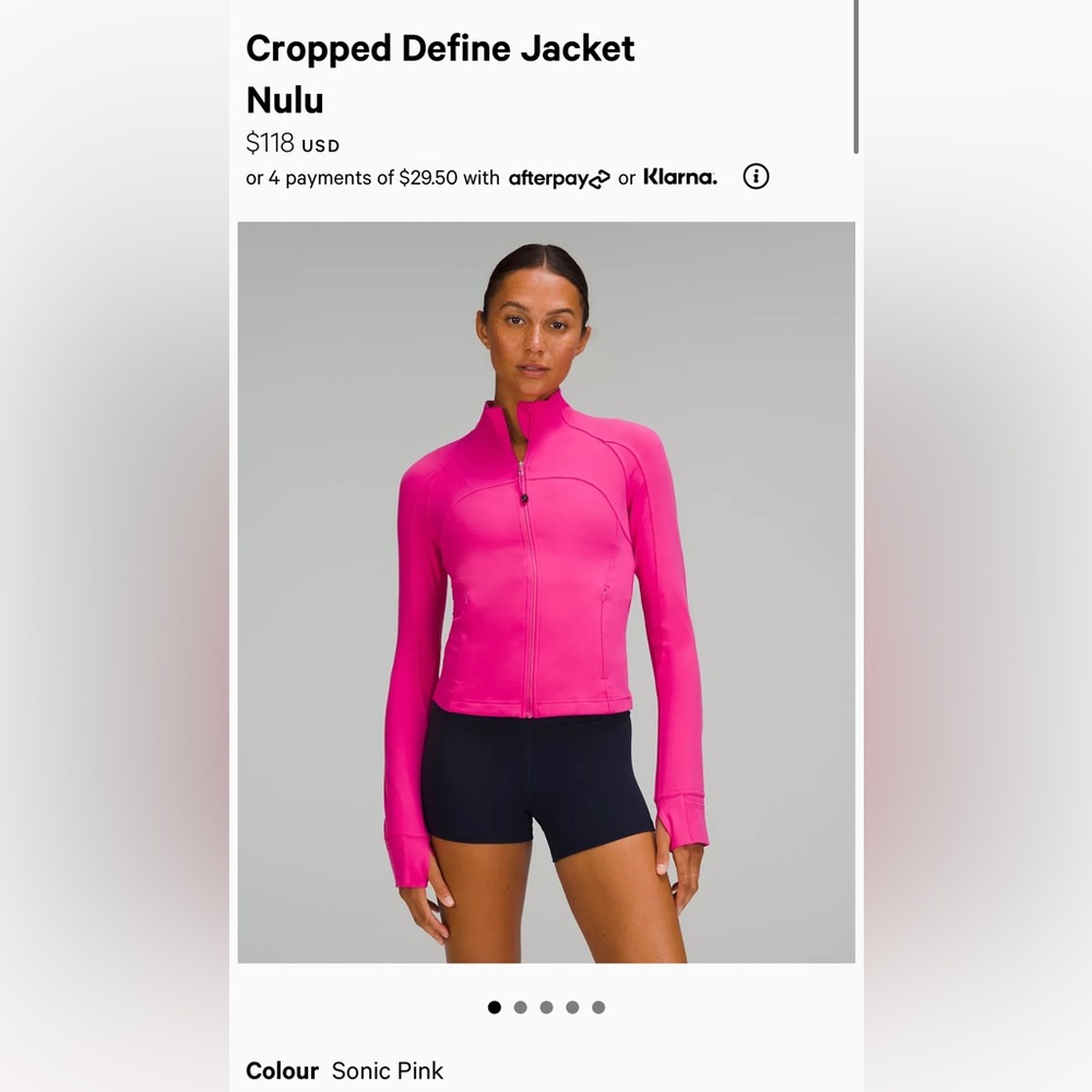 NWT Lululemon Cropped Define Jacket Nulu Sonic Pink Size 6